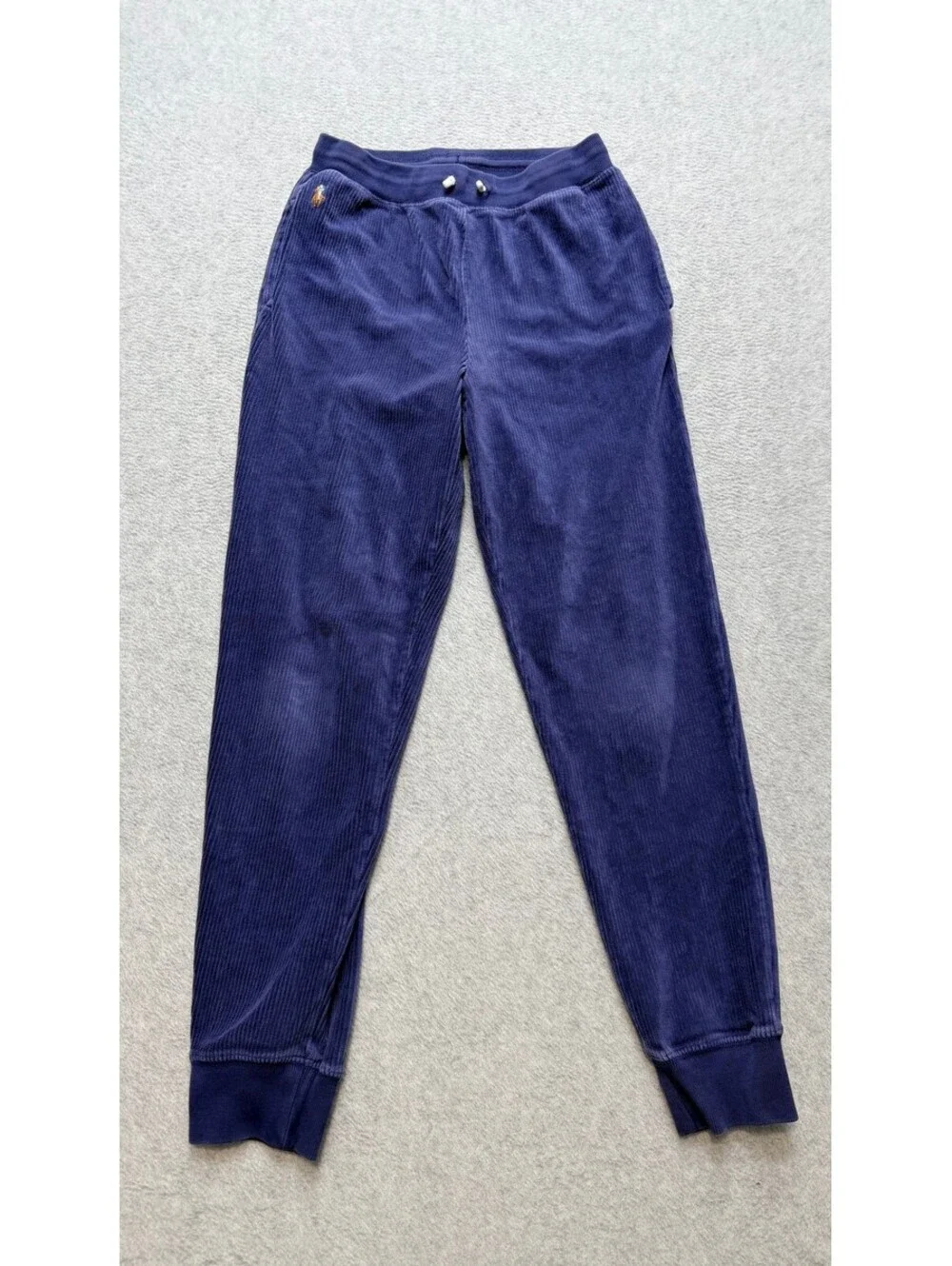 Polo Ralph Lauren Boys Corduroy Joggers XL 16 Navy Blue Embroidered Pony Ribbed